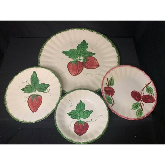 Southern Potteries Blue Ridge Hand Painted Plates And Bowl, Lot Of 4 - c. 1940s - Picture 1 of 8